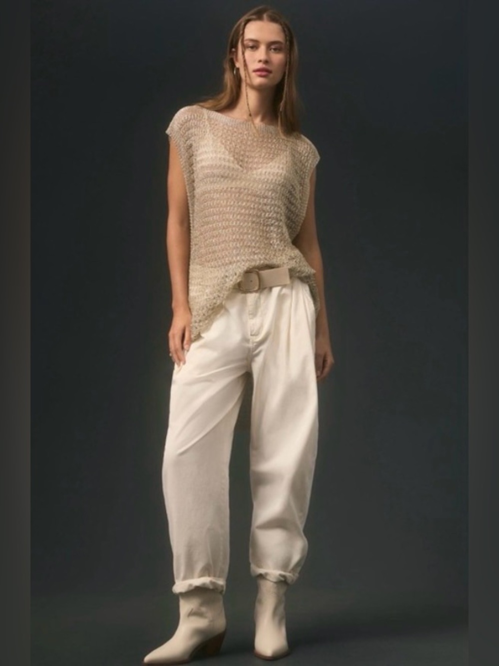 Anthropologie Maeve Shine Crochet Vest